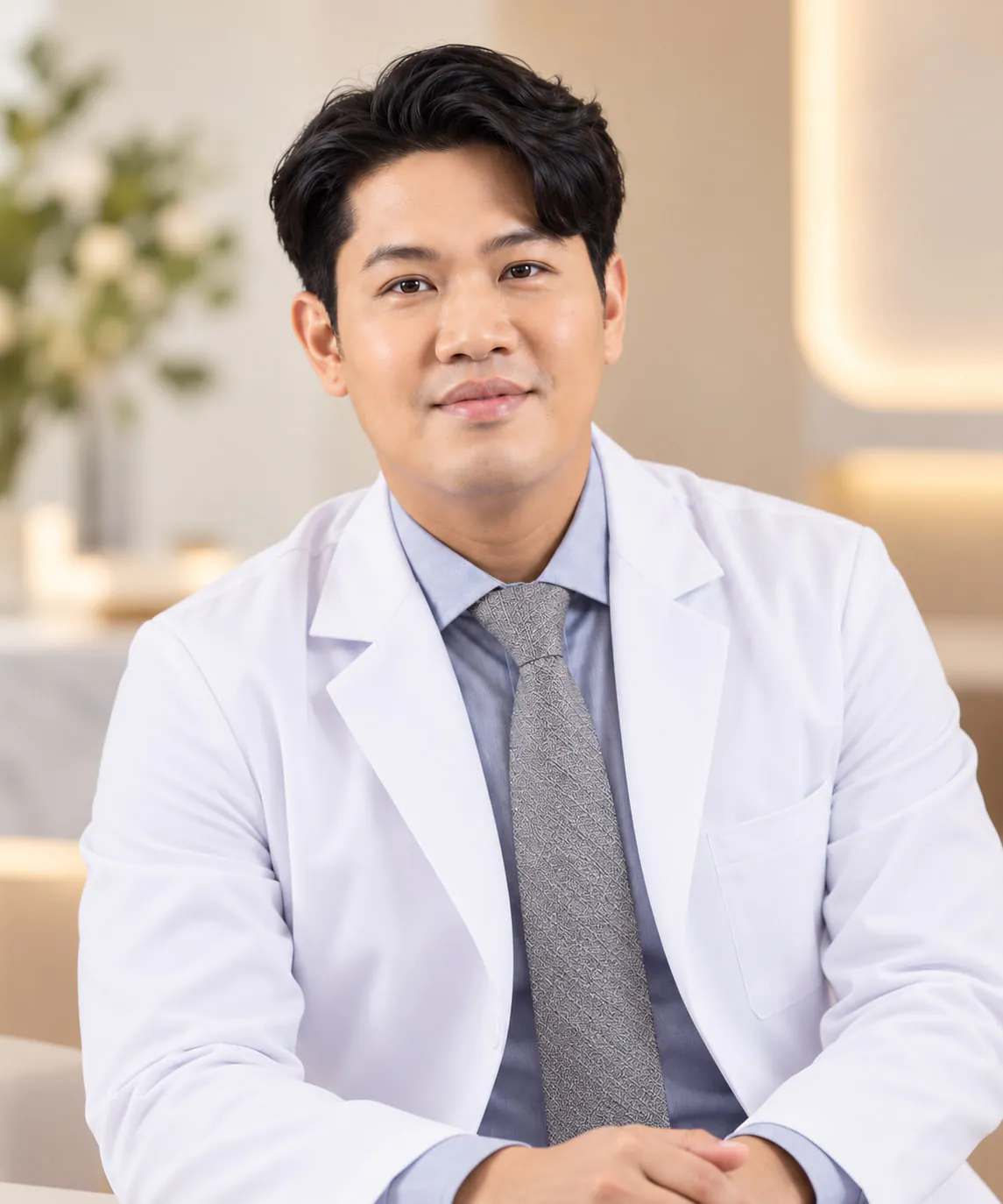 Portrait of Dr. Atip Chatsudthipong, urological surgeon, wearing a white coat